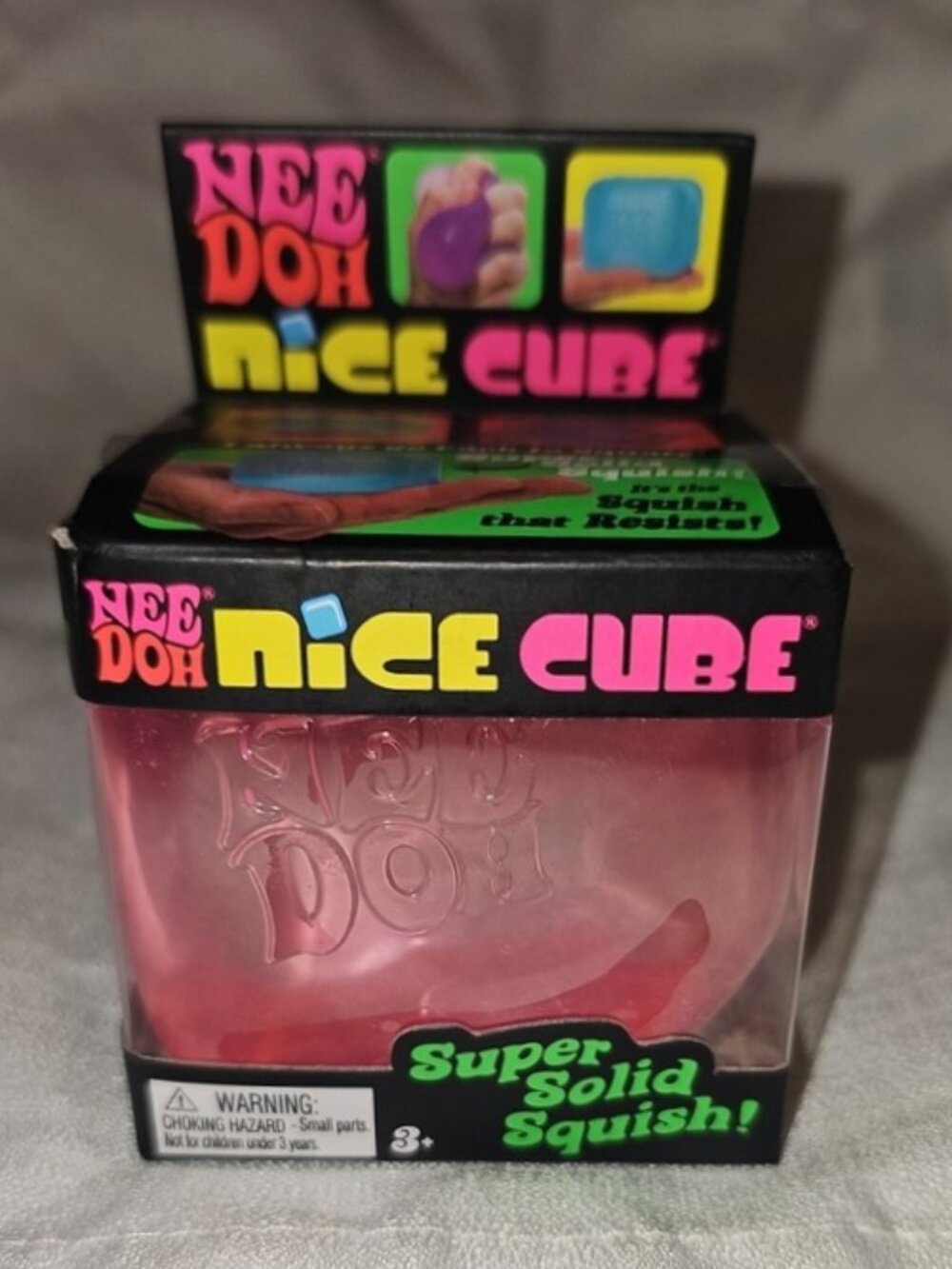 NeeDoh Nice Cube, Square Shaped Sensory Toy, (1 Piece, Pink) New